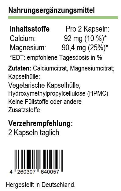 Calcium + Magnesium 120 Vegi-Kapseln von Sinavita