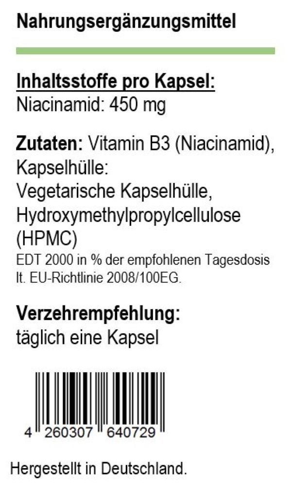 Vitamin B3 120 Vegi-Kapseln von Sinavita