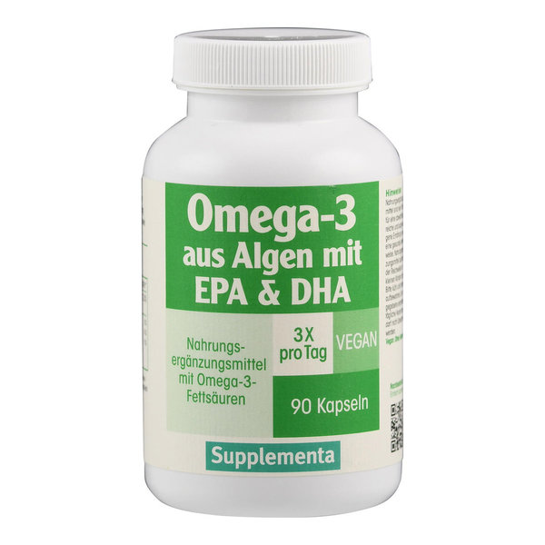 Omega-3 vegan mit EPA & DHA, 90 Veggiekapseln von Supplementa